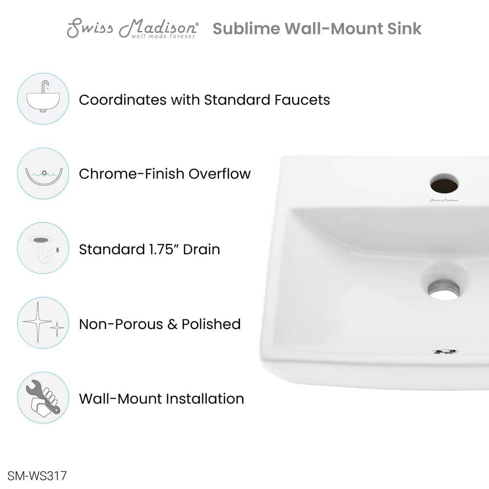 Voltaire Glossy White Compact Ceramic Wall Hung Sink
