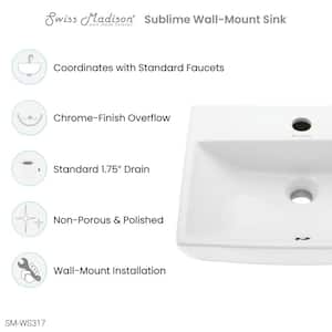 Sublime Compact Ceramic Wall Hung Sink in White