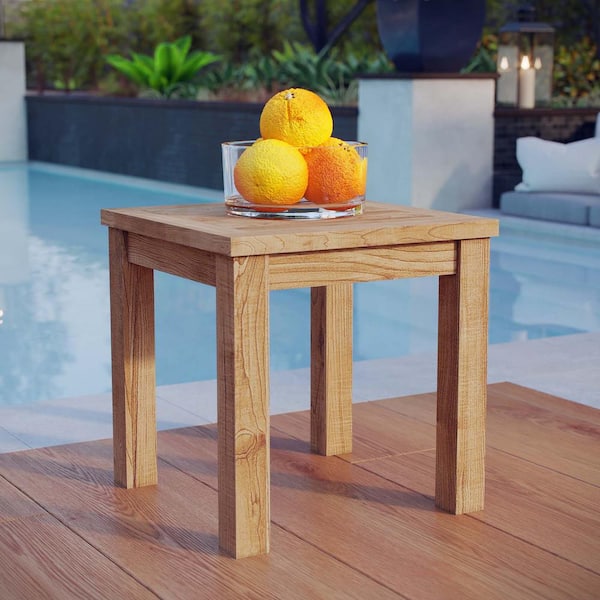 Modway Marina Teak Patio Outdoor Side, Modway Marina Teak Wood Outdoor Patio Round Coffee Table In Natural