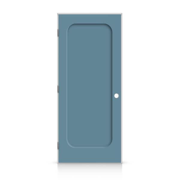 32 in. x 80 in. Right-Handed Curved 1 Panel Shaker Dignity Blue Painted Smooth Composite Single Prehung Interior Door
