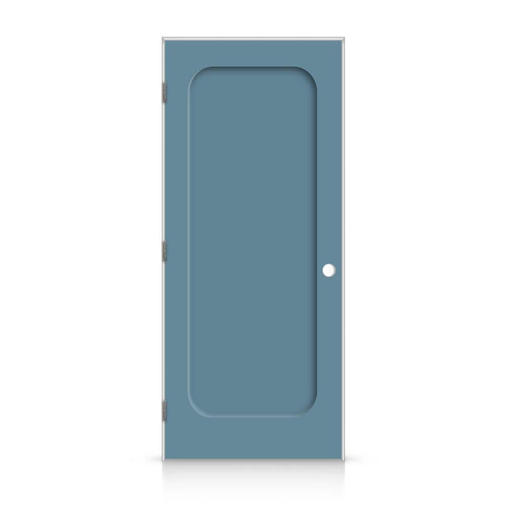 36 in. x 80 in. Right-Handed Curved 1 Panel Shaker Dignity Blue Painted Smooth Composite Single Prehung Interior Door price history on PriceWatchPro