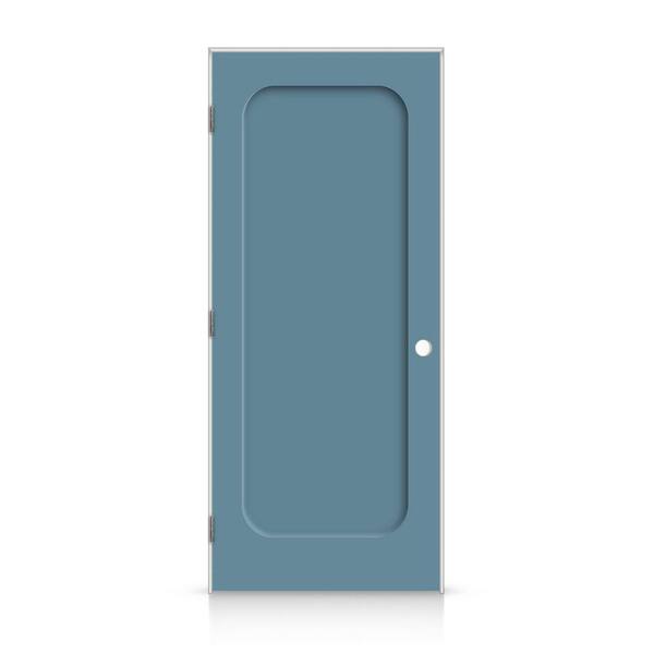 CALHOME 38 in. x 80 in. Right-Handed Curved 1 Panel Shaker Dignity Blue Painted Smooth Composite Single Prehung Interior Door