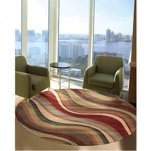 Somerset Multicolor 6 ft. Round Modern Distressed Area Rug