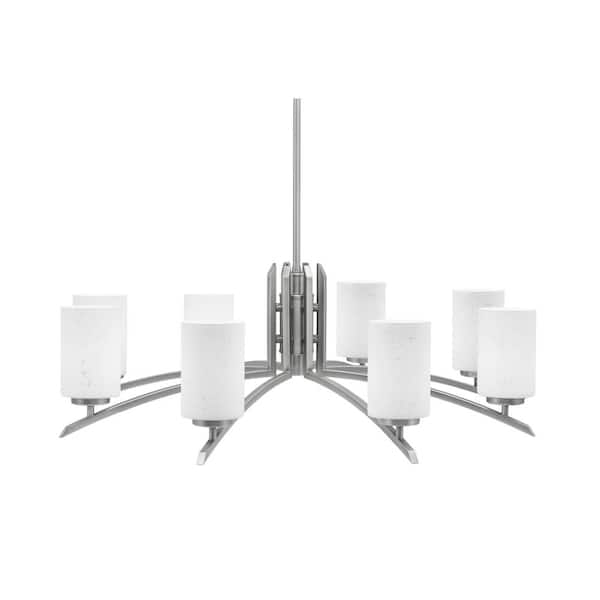Unbranded Siena 8-Light Graphite Chandelier, Round Chandelier with White Muslin Glass Shades, No bulb Included