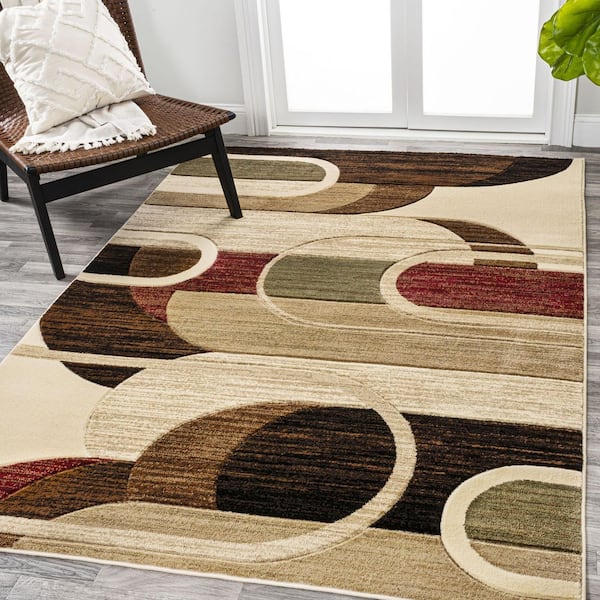 JONATHAN Y Tamara Retro Abstract Arches Cream/Brown/Red 4 ft. x 6 ft. Area Rug