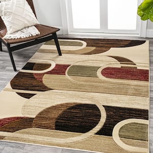 Tamara Retro Abstract Arches Cream/Brown/Red 8 ft. x 10 ft. Area Rug