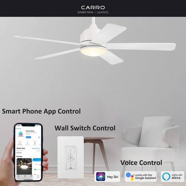 CARRO Soran 52 in. Integrated LED Indoor White Smart Ceiling Fan 