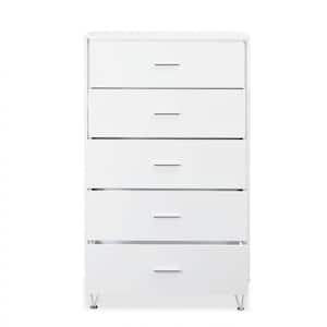 5-Drawer White Chest of Drawers 32 in. x 16 in. x 52 in. H