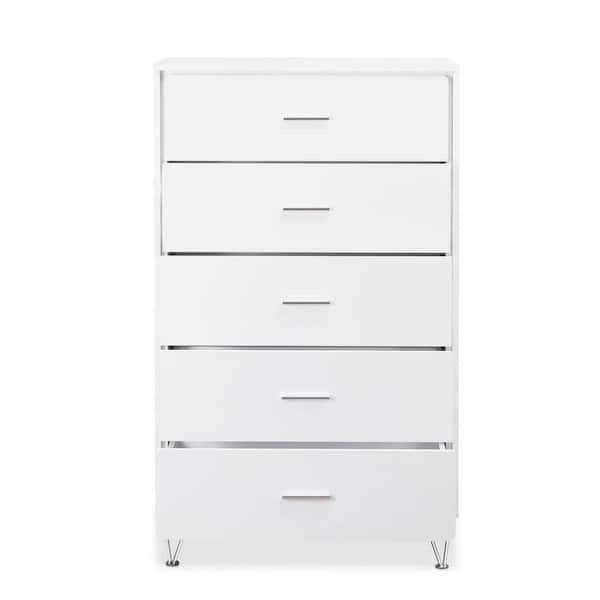 wetiny 5-Drawer White Chest of Drawers 32 in. x 16 in. x 52 in. H