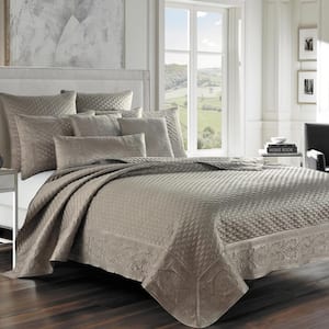 Lincoln Taupe Polyester Full/Queen Coverlet