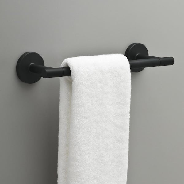 Lyndall 9 in. Hand Wall Mount Towel Bar Bath Hardware Accessory in Matte Black