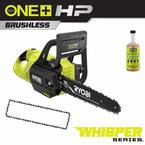 ONE+ HP 18V Brushless Whisper Series 12 in. Electric Cordless Chainsaw (Tool Only) with Extra Chain & Bar and Chain Oil