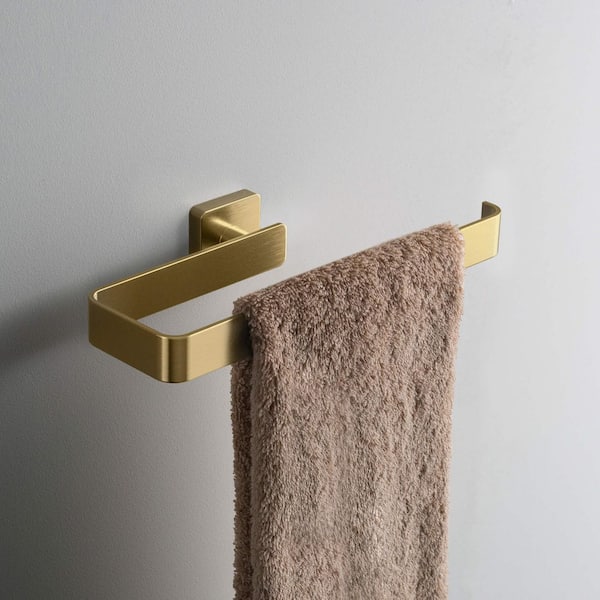 Bathroom Accessories 9.7 in. Wall Mounted Towel Bar in Brushed Brass