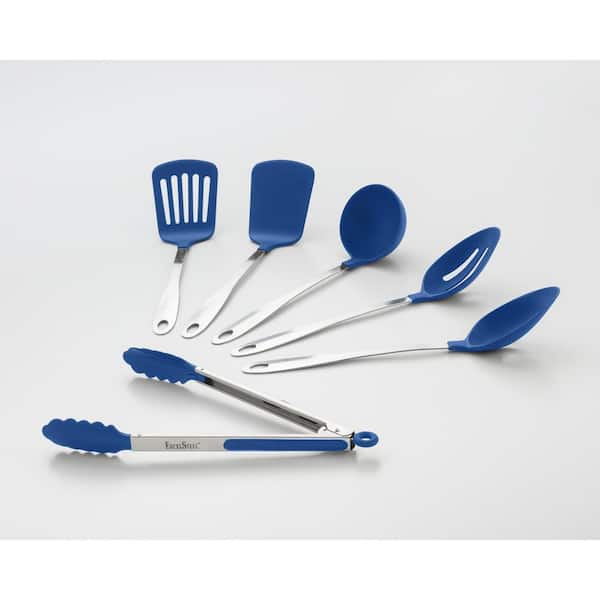ExcelSteel 6-Piece Blue Utensil Set with Stainless Steel Handles