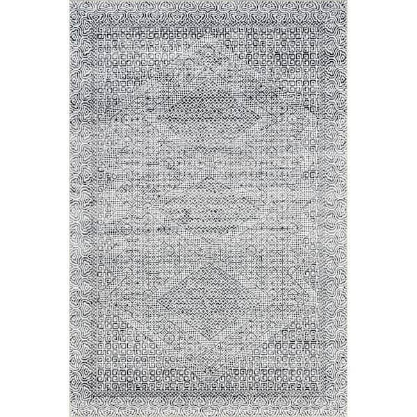 Reya Transitional SplashGuard Machine Washable Area Grey 5 ft. x 7 ft. Indoor Area Rug