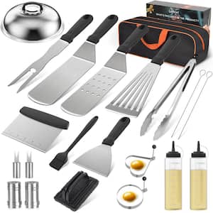 Perfect Black 21 -Pieces Stainless Steel Utensil Outdoor Kitchen Accessories with Carrying Bag