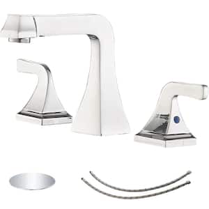8 in. Widespread Double Handle Bathroom Faucet With Pop-up Drain Assembly in Chrome