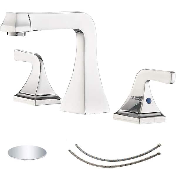 matrix decor 8 in. Widespread Double Handle Bathroom Faucet With Pop-up Drain Assembly in Chrome