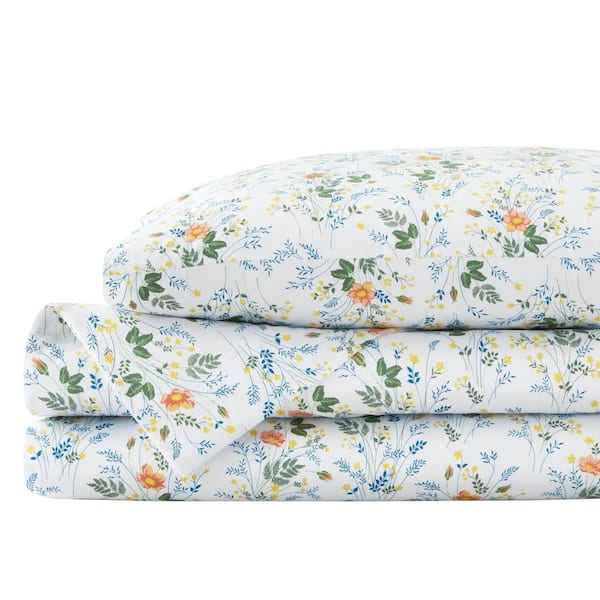StyleWell Brushed Soft Microfiber Multi-Color Botanical Floral 3-Piece Twin/Twin XL Sheet Set
