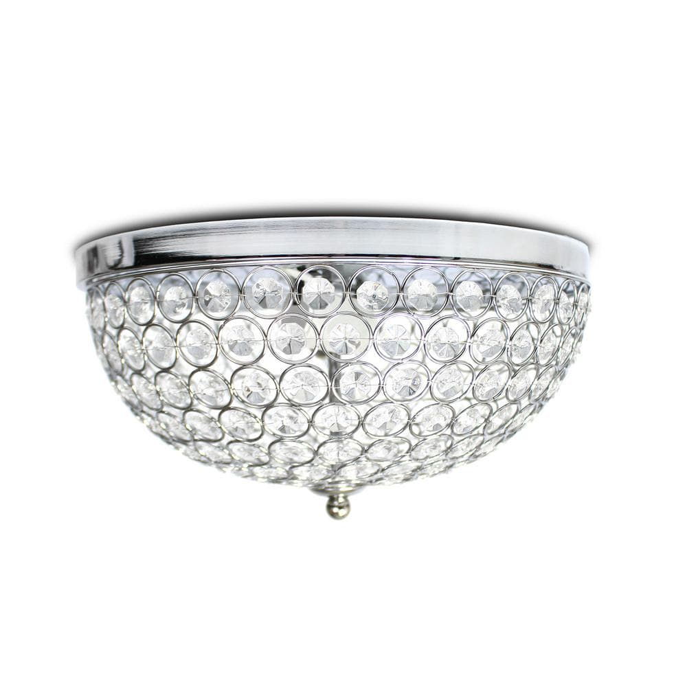 Elegant 15'' Chrome Crystal Incandescent Ceiling Flush Mount