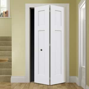 32 in. x 80 in. Smooth 3-Panel Craftsman Hollow Core Molded Interior Closet Composite Bi-Fold Door