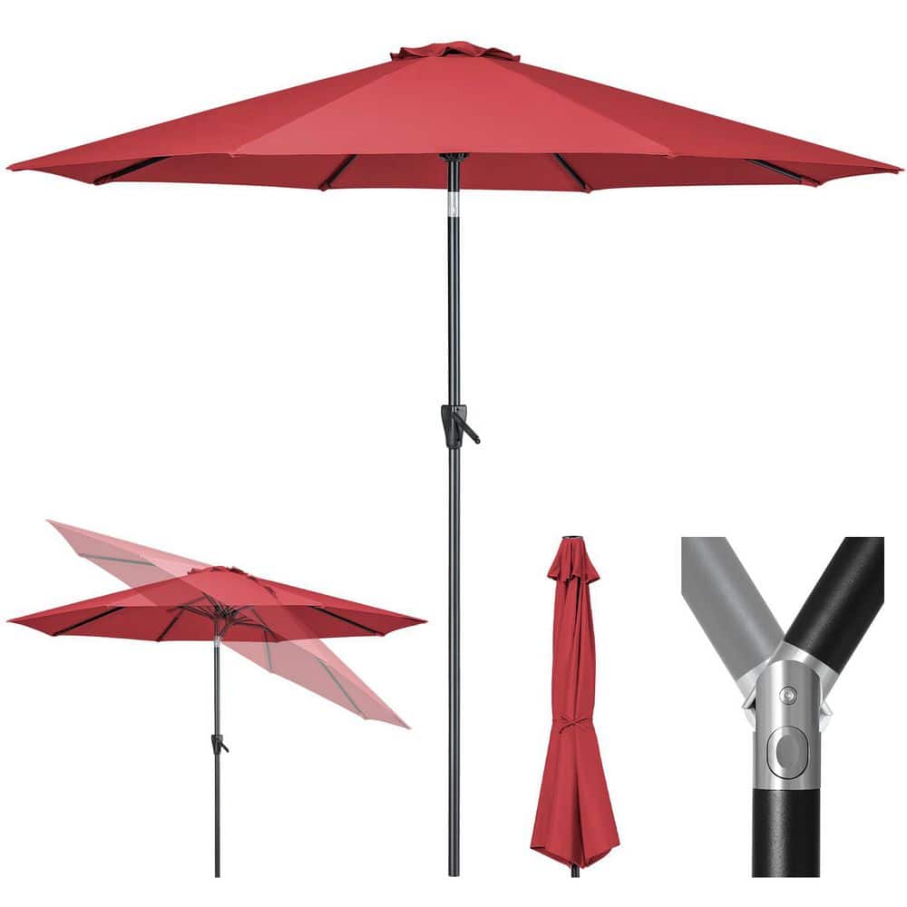 Fade-Resistant 9 ft. Heavy Duty Rust-Resistant Aluminum Market Tilt Patio Umbrella in Rust Red price history on PriceWatchPro