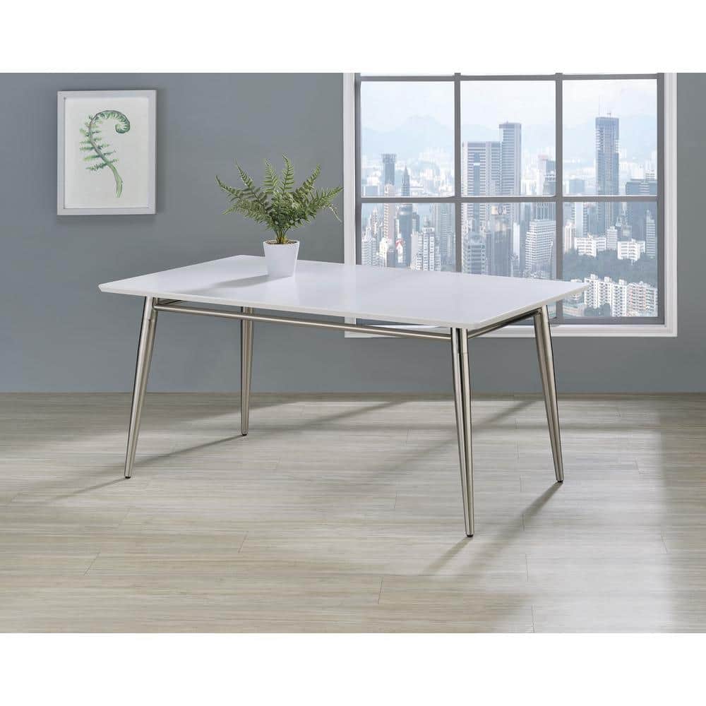 Brooklyn 42 in. White Rectangle MDF Coffee Table with Brushed Nickel Legs price history on PriceWatchPro