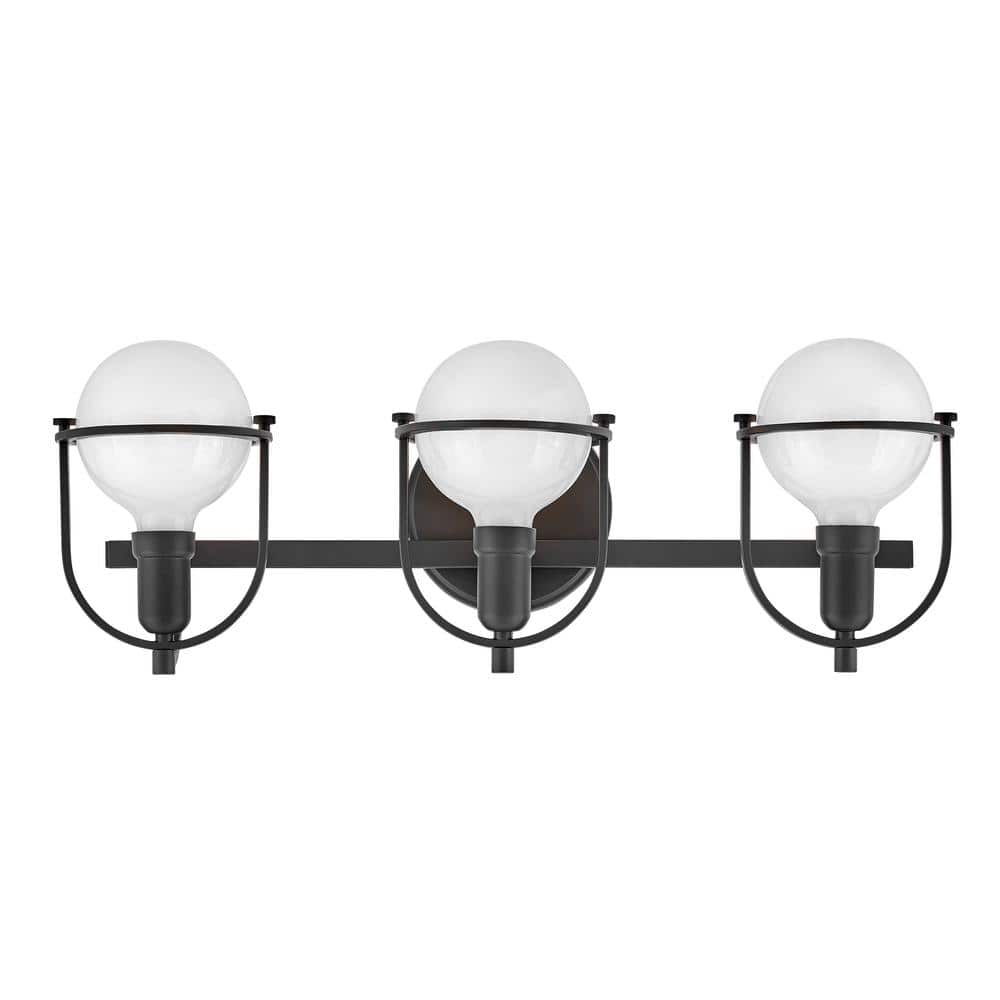 Somerset Elegant Black 3-Light Vanity Fixture with Vintage Appeal