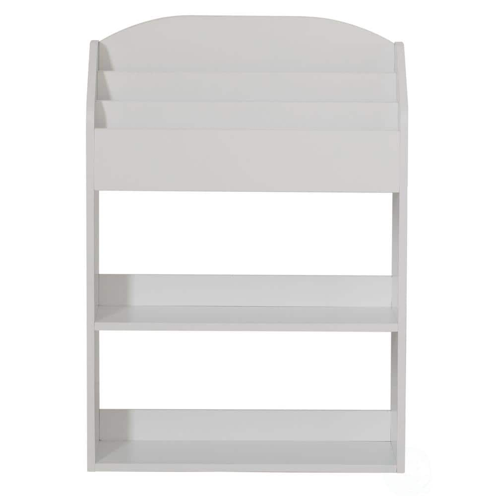 Basicwise White Modern Wooden Storage Bookcase with Shelf, Playroom ...