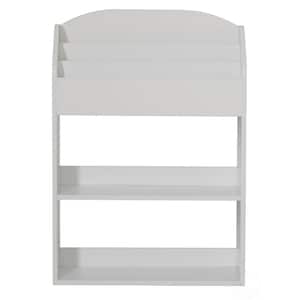 White Modern Wooden Storage Bookcase with Shelf, Playroom Bedroom Living and Office