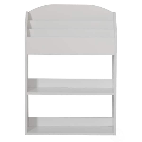 Basicwise White Modern Wooden Storage Bookcase with Shelf, Playroom Bedroom Living and Office
