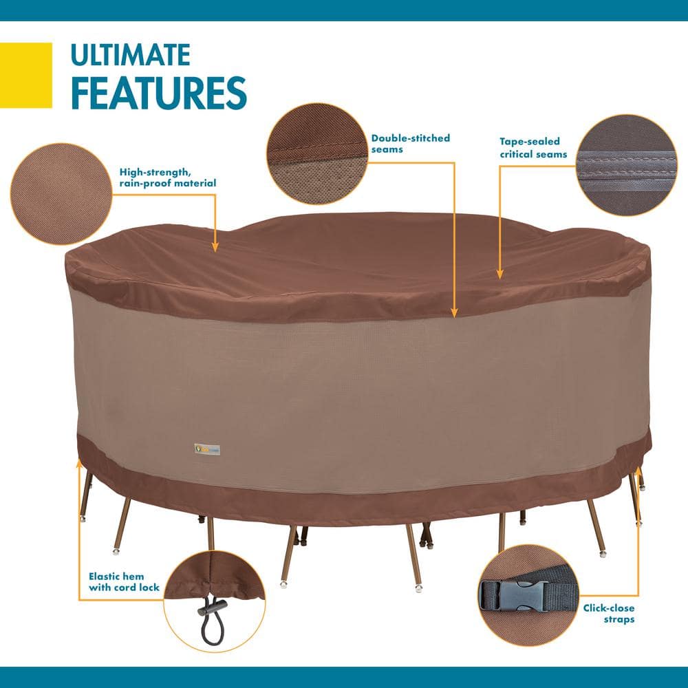 Ultimate 76 Inch Round Beige and Brown Patio Table Cover