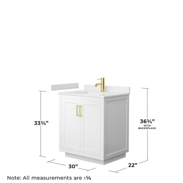Miranda 30 in. W x 22 in. D x 33.75 in. H Single Bath Vanity in White with Carrara Cultured Marble Top