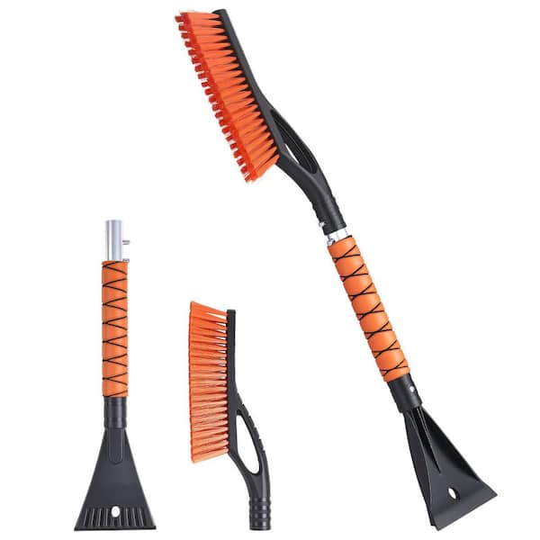 27 in. Snow Brush & Ice Scraper for Car, Aluminum Snow Tool with Foam Grip, Scratch-Free Bristles, Detachable Design