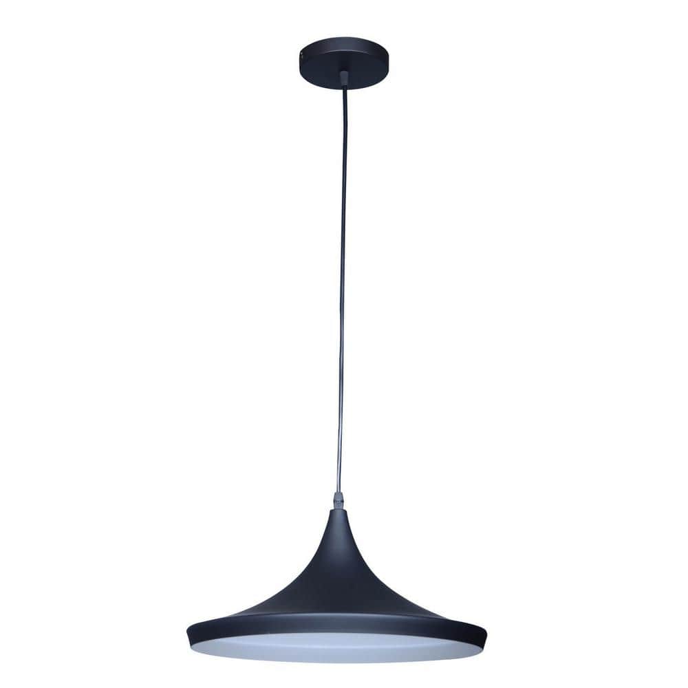 Berkley 1-Light 14.7 in. Black 7 White Hanging Ceiling Fixture Pendant