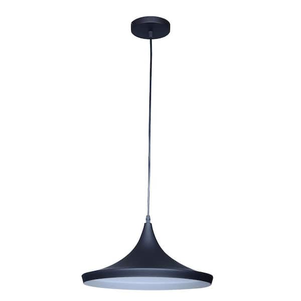 Bromi Design Berkley 1-Light 14.7 in. Black 7 White Hanging Ceiling Fixture Pendant