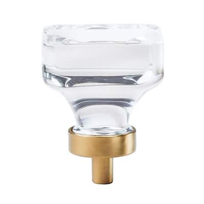 Glacio 1-3/8 in. (35mm) Modern Clear/Champagne Bronze Square Cabinet Knob