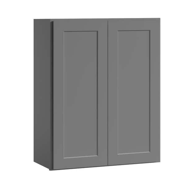 Hausvita 30 in W x 12 in D x 42 in H in Shaker Grey Plywood Ready to Assemble Kitchen Wall Cabinet with Doors and Shelves
