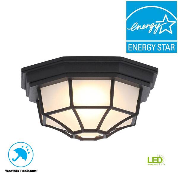 Hampton Bay Black Outdoor Led Flushmount Hb7072led 05 The Home Depot Hampton Bay Black Outdoor Led, Patio Ceiling Lights Home Depot