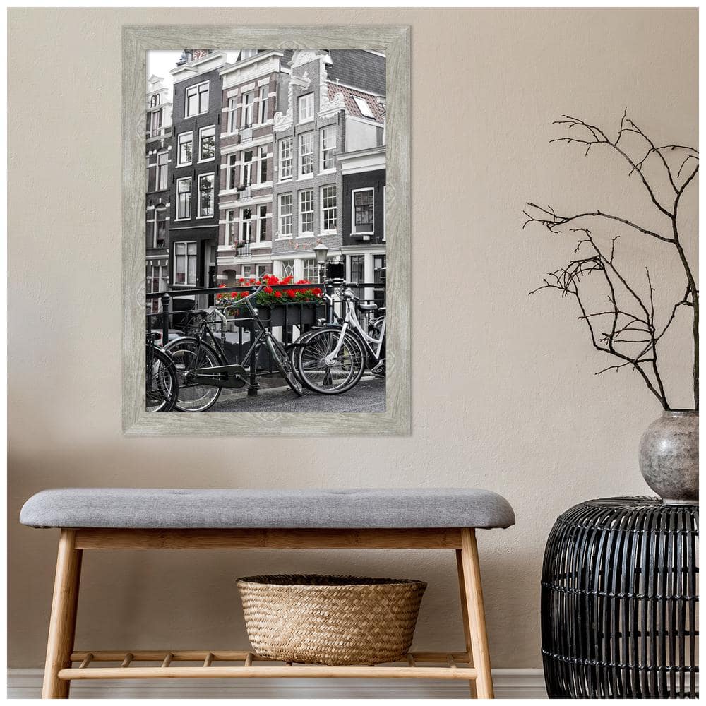 Dove Greywash Narrow Rustic Wood Wall Picture Frame