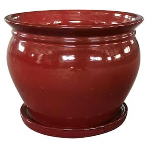 Wisteria Medium 11.81 in. x 10.24 in. 5 qt. Oxblood Ceramic Indoor/Outdoor Planter Pot
