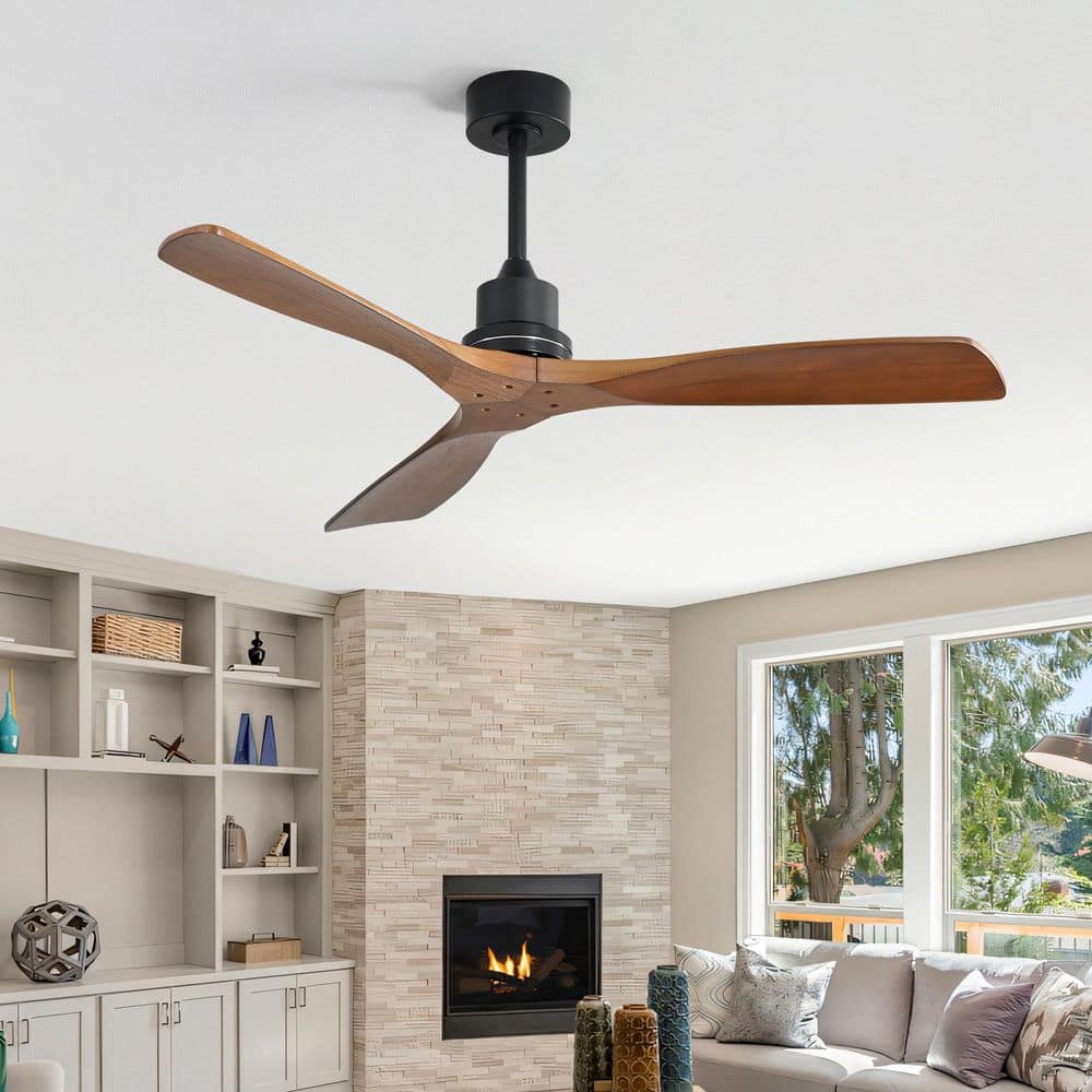 52 in. Indoor/Outdoor Black & Brown Downrod Mount Standard Ceiling Fan without Light, 6-Speed DC Motor & Remote Included price history on PriceWatchPro