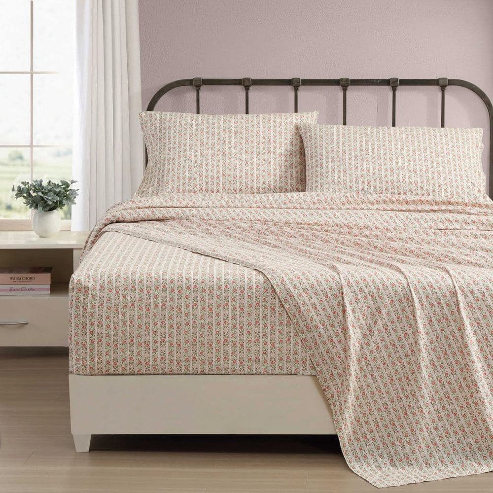 Marta Stripe Pink Cotton Percale Queen Sheet Set