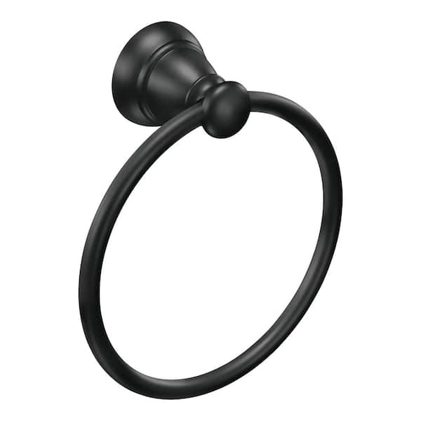 Banbury 3-Piece Bath Hardware Set with 24 in. Towel Bar, Toilet Paper Holder and Towel Ring in Matte Black