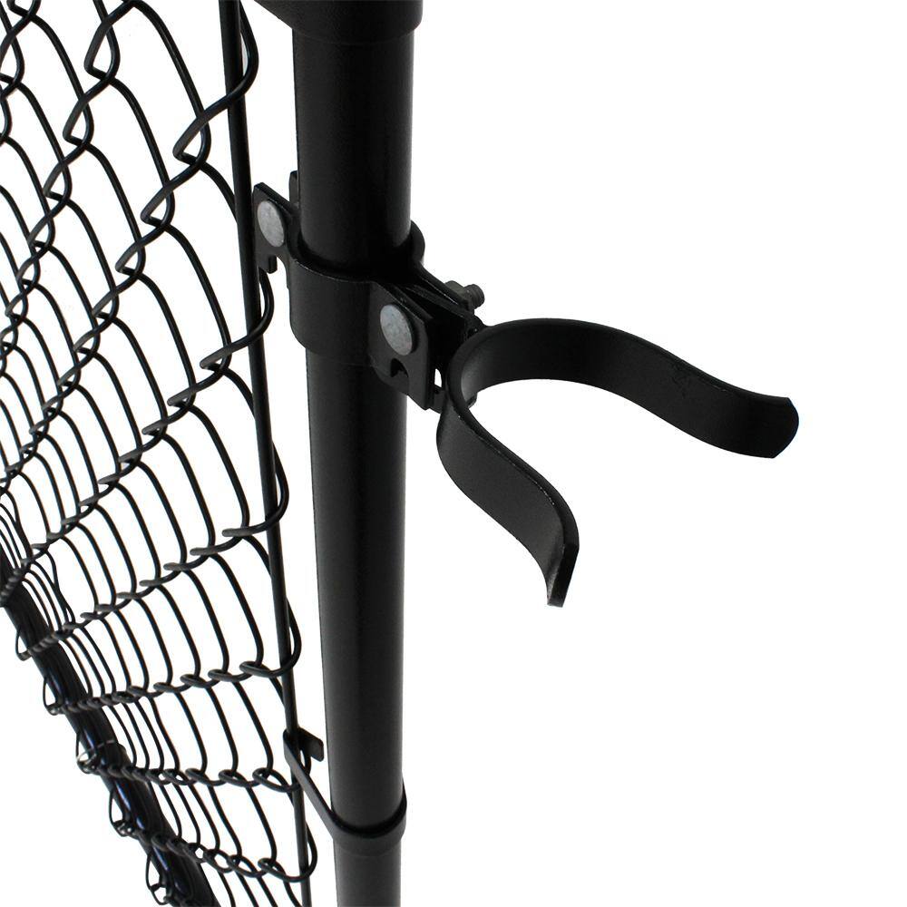 Black Adjustable Chain Link Walk-Thru Gate Kit with Steel Frame