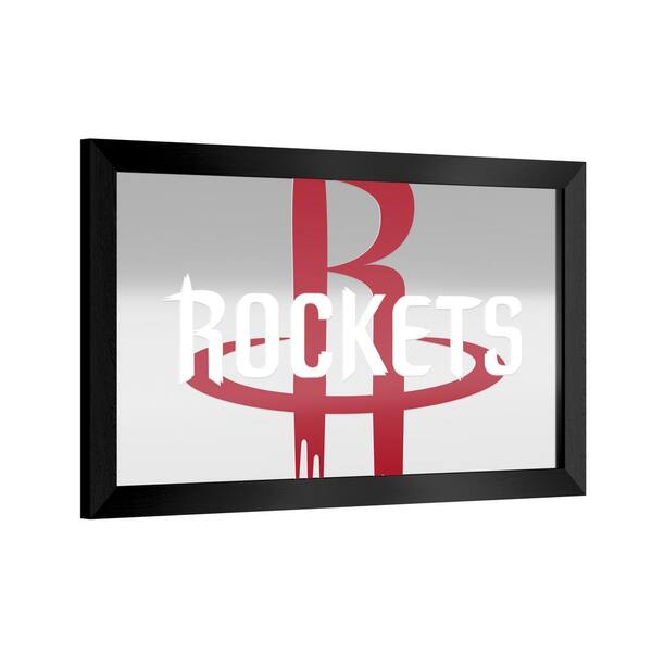 Houston Rockets Fade 26 in. W x 15 in. H Wood Black Framed Mirror