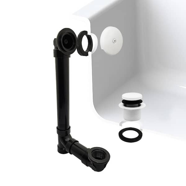 1-1/2 in. x 12 in. Bath Waste & Overflow with One-Hole Faceplate and Tip-Toe Drain - Sch. 40 ABS, Powder Coat White