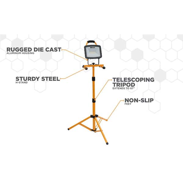 Details about   6000 Lumen Bright LED Heavy Duty Collapsible Tripod Contractor Garage Work Light 