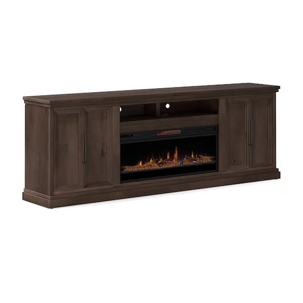 Bridgevine Home 97 in. Fully Assembled Brown TV Stand with Electric