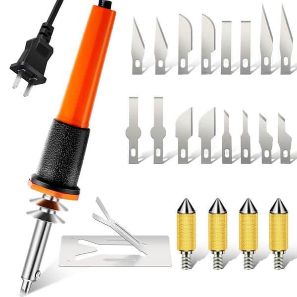 Electric Hot Knife Cutter with 1.57 in. Blade and Metal Stand, for Foam and Stencil Cutting, Orange (22-pack)